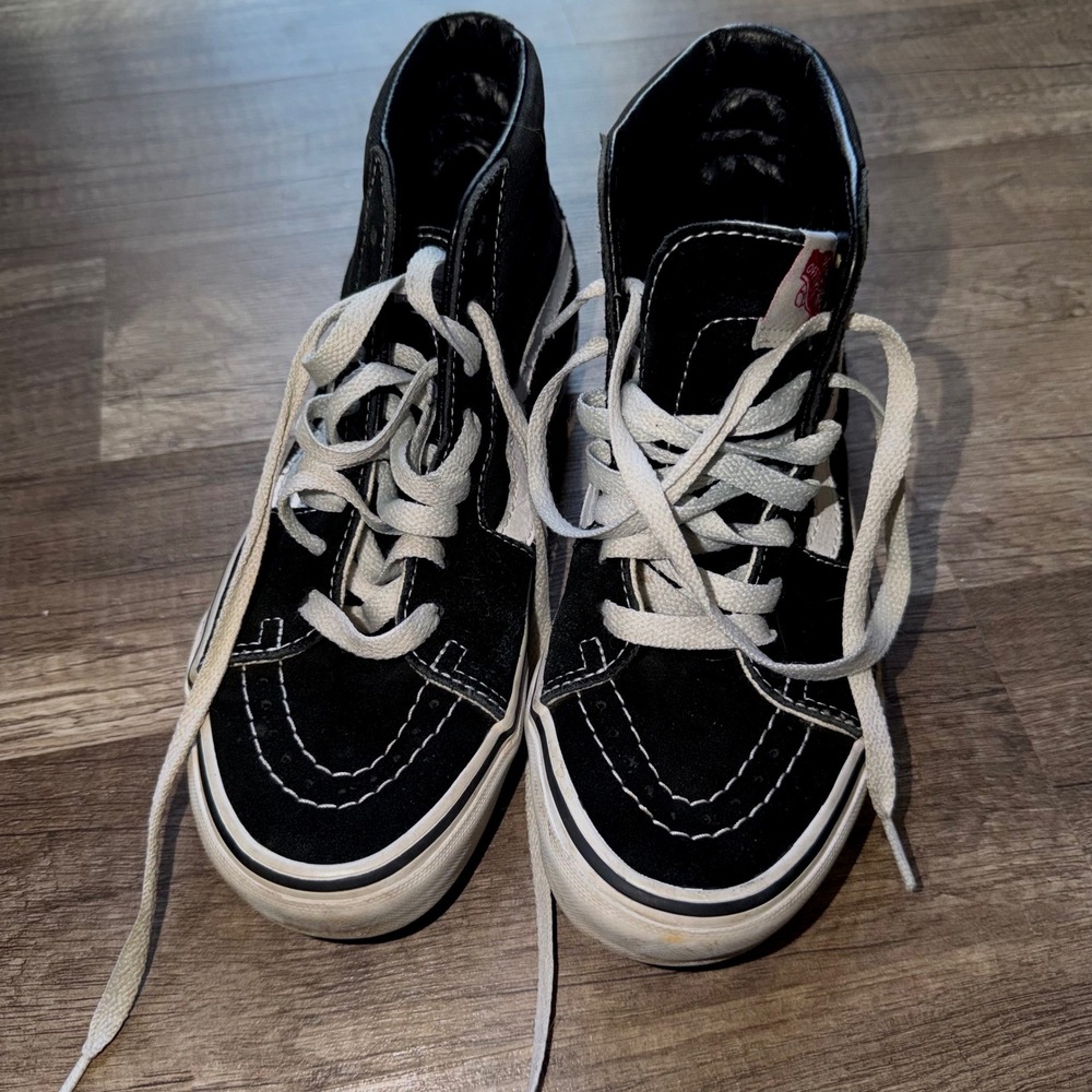 Vans Sk8-Hi High Top Sneakers Black White Suede Canvas Mens 4 Womens 5.5